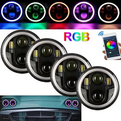 5-3/4  5.75  RGB LED Headlights Bluetooth Control Lamp For Chevy Impala C10 C20 • $269.99