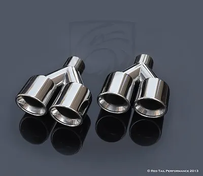 Dual Exhaust Muffler Tips Staggered 3.5  L/R Quad Set 2.25  ID 9.5  Long • $139