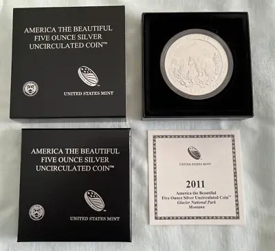 2011-P Glacier National Park 5 Oz Silver ATB With Box & COA • $249.99