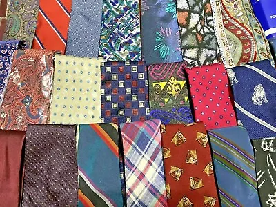 40 Pcs Mens Silk Neckties Lot Quilting Craft Wear Stripe + More Lots GUC • $39.99
