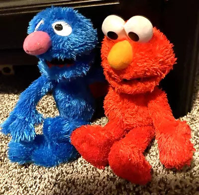 Sesame Street Plush Lot Of 2 Small Grover Elmo Soft Stuffed Animals 10 In Muppet • $13