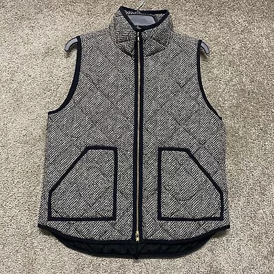 J Crew Vest Womens Medium Black Brown Full Zip Printed Quilted Puffer Ladies • $23.19