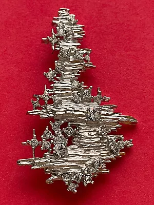 Vintage Christmas Tree Brooch Pin Erwin Pearl Silver Book Piece Signed Rare Htf • $185