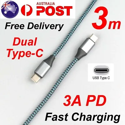 $8.99 • Buy 3m USB Type C To USB-C Cable PD 60w Quick Charging Fast Charger Samsung Huawei