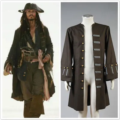 Pirates Of The Caribbean Captain Jack Sparrow Coat Cosplay Costume Jacket • £42