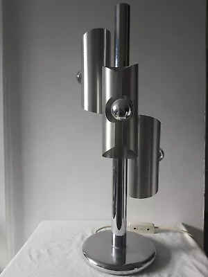 ⭐ Space Age Brushed Aluminium & Chrome Lamp Brutalist 1960s70s RAAK ? 64cm TALL⭐ • $334.68