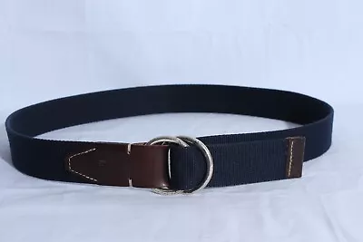 Martin Dingman GOLF Navy Blue Canvas & Brown Leather Double Ring Belt Size M • $25