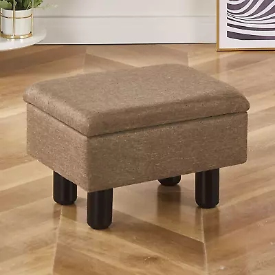 Linen Small Foot Stool Ottomans Multifunctional Footrest Storage Ottoman Upholst • $51.99