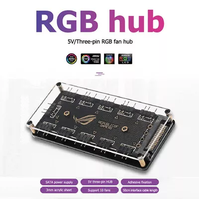 5V 3 Pin RGB 10 Hub Splitter SATA Power 3pin ARGB Adapter Extension CableB.go • $4.92