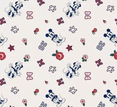 Mickey Mouse Minnie Mouse Icons Disney Cotton Fabric FAT QUARTER 18 X21  NEW! • £1.88