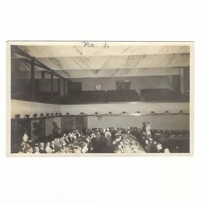 Edwardian People Sitting At Tables Banquet Dinner Party Photo 1900s Snapshot • $3.60