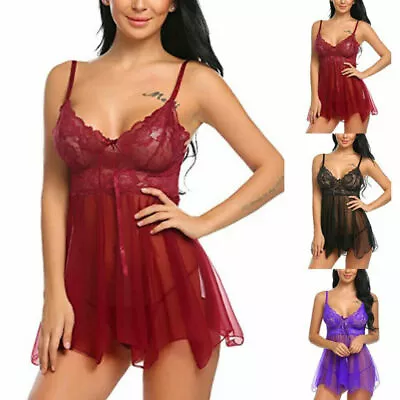 $12.59 • Buy Women Sexy Lace Lingerie Babydoll Underwear Nightdress Sleepwear AU Plus Size