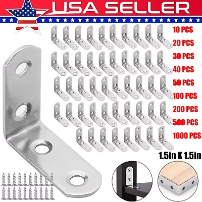 Lot 1.5 Inch Steel Corner Braces With Screws 90 Degree Right Angle L Bracket • $126.99