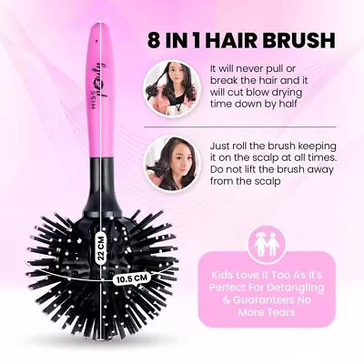 3D Round Curl Hair Brush Radial Non Vent Painless Detangle Brush 360 Volume X4 • £6.83