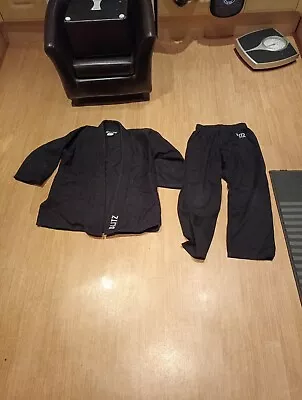 Blitz Black Karate Jiu Jitsu Martial Arts Judo Suit Childrens Kids  130cm • £2.99