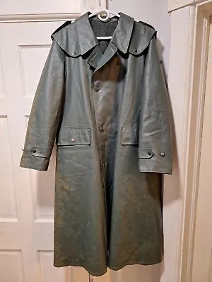 Vintage Swiss Army Leather Trench Coat Duster Punk Goth Wasteland Cosplay • $125