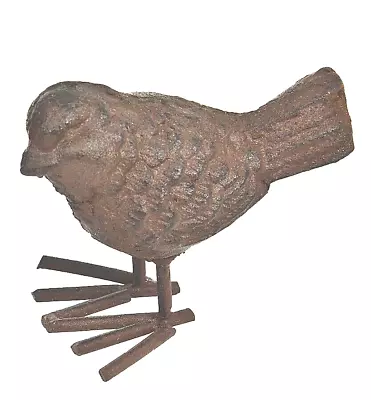 Bird Figurine Cast Iron Statue Art Sculpture Garden Decor Rustic Brown 3.25  H • $14.36