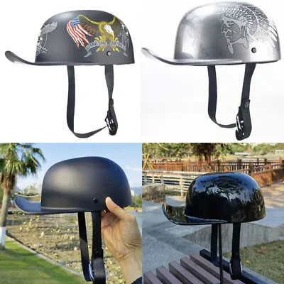 Motorcycle Half Helmet DOT Retro Baseball Cap Open Face Scooter Moped Jet Helmet • $36.99