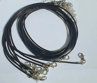 63cm(25 ) Long Black Faux Leather Cord With Clasp Necklace String For Pendants • £5.99