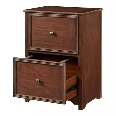 File Cabinet Solid Wood 2 Drawer Walnut Brown Letter Documents Office Storage • $182.99
