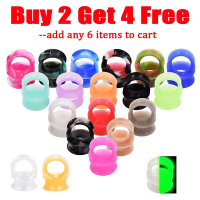 $2.99 • Buy PAIR-ULTRA THIN SILICONE SKINS TUNNELS-Ear Gauges-Soft Ear Plugs-Ear Skins 2g-1 