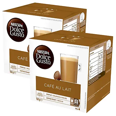 2 X High Quality NESCAFE Dolce Gusto Cafe Au Lait Coffee Pods 16 Capsules NEW AU • $24.45