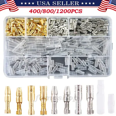 400/1200Pcs Male & Female Bullet Electrical Wire Connectors Crimp Terminals Kit • $31.99