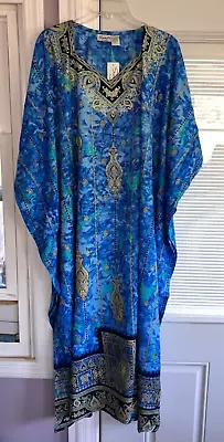 New Muu Mumu 2x 3x Sante Caftan House Dress  Blue Green Tie Dye • $21.99