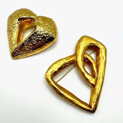 Estate Jewelry - LOT Of 2 Vintage 80s Christian Lacroix France Heart Brooches • $350