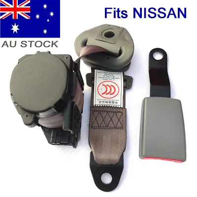 For Nissan Universal 3Point Seatbelt Hard Buckle Retractable Seat Sash Belt Grey • $46.19