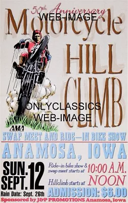 Motorcycle Hill Climb Racing Fantastic Art Graphics 12x18 Poster Anomosa Iowa • $15.99