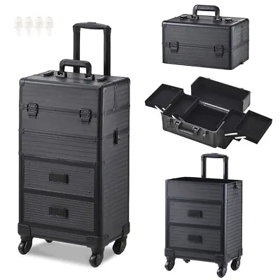 Makeup Beauty Vanity Case 4 In 1 Trolley Nail Cosmetics Hairdressing Storage Box • £79.95