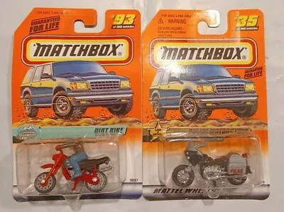 Lot Of (2) Matchbox:  #35 '98 Police Motorcycle; #93 '98 Dirt Bike • $18.99