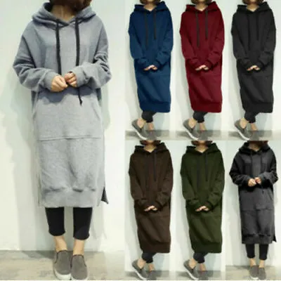 Dress Pullover Fleece Sleeve Lining Long Hoodie Women Dress Winter Sweatshirt • $24.07