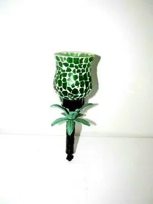 VINTAGE METAL PALM TREE Wall Candle Holder W/MOSAIC GLASS • $17.88