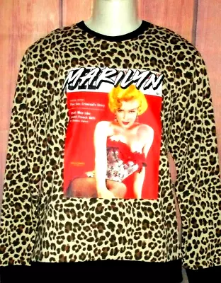 Mens Forever 21 Marilyn Monroe Cheetah Animal Print Crew Sweatshirt Size L • $39.90