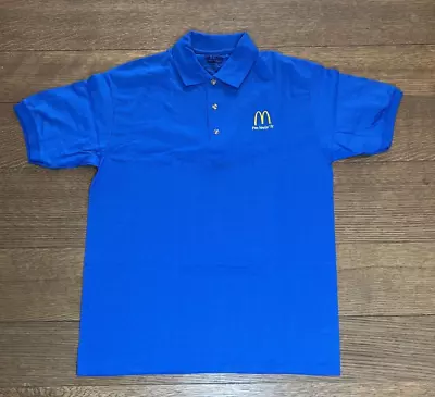 Vintage McDonalds Mens MED Blue Employee Uniform Shirt Polo Short Sleeve Arches • $17.99