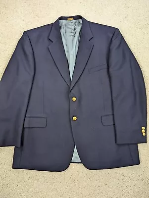 VINTAGE Stafford Blazer Mens 46R Blue Sport Coat Suit Jacket Navy 2 Button Wool • $29.94