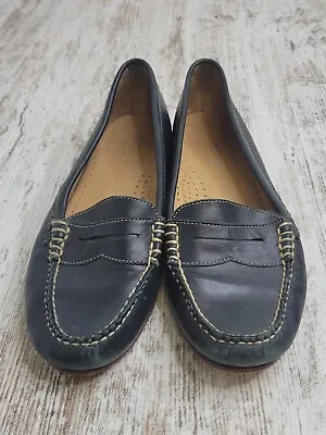 GH Bass Blue Leather Womens Shoes Loafers Size 8M • $24