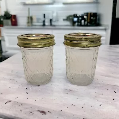 Lot Of 2 Vintage Ball Quilted Crystal Jelly Canning Jars #16 #18 USA • $12.99