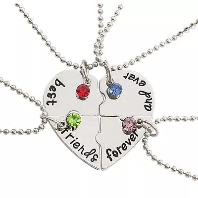  Best Friends Forever Necklace Broken Heart Pendant 3 Pcs Set Rhinestone Gift • $8.18