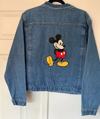 Disney Store Denim Jacket Classic Mickey Mouse And Custom  Mom  Embroidery Sz.XL • $49.99