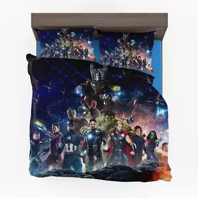 Marvel Avengers Infinity War Super Heroes Quilt Duvet Cover Set Queen Soft • $67.99