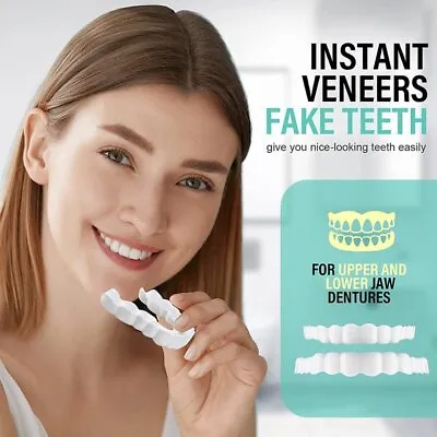 $14.99 • Buy Smile Snap On Upper＆Bottom False Teeth Denture Veneers Dental Tooth Cover White