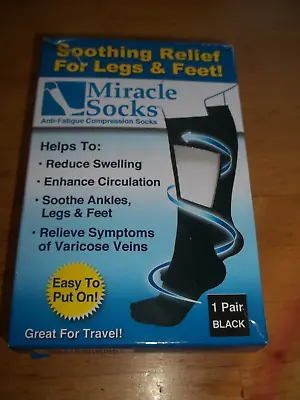 Miracle Socks Anti-Fatigue Compression Socks Color Black Size L/XL New In Box • $12