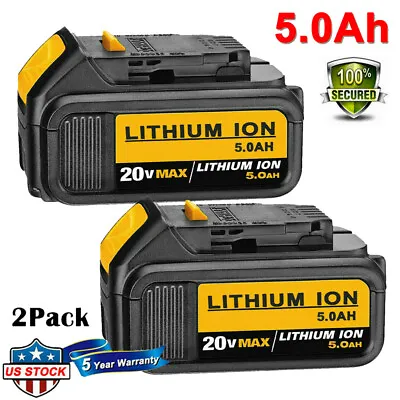 (2-Pack) For DEWALT DCB205-2 20V MAX Premium 5.0Ah Li-Ion Battery DCB206-2 US • $41.39