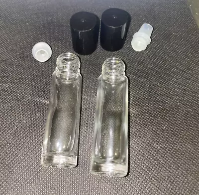 2 Glass Roll On Roller Perfume Bottles Lot 10 Ml Empty Refill GLOSS 1/3 OZ • $4.92