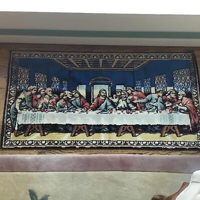 Vintage Last Supper Tapestry Wall Hanging - Soft Velvet Front - Rich Deep Colors • $14.99