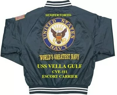 $169.95 • Buy Uss Vella Gulf Cve-111 Escort Carrier Embroidered Satin Jacket (back Only)