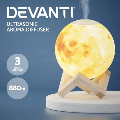 Devanti Aromatherapy Aroma Diffuser Ultrasonic Air Humidifier LED Moon Lamp • $17.95